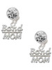 Silver Plated Band Mom - Crystal Clip on Earrings
