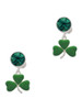 Silver Plated Green Three Leaf Clover - Shamrock - Crystal Clip on Earrings