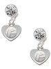 Silver Plated Volleyball in Heart - Crystal Clip on Earrings