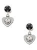 Silver Plated Soccer ball in Heart - Crystal Clip on Earrings