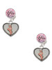 Silver Plated Ballet Shoe in Heart - Crystal Clip on Earrings