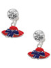 Silver Plated Red Hat With Purple Bow - Crystal Clip on Earrings: Color Choice - Red, Green, Blue, Purple, Pink, Clear, Black