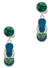 Silver Plated Tropical Blue Flip Flop with Palm Tree - Crystal Clip on Earrings
