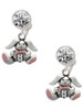 Silver Plated Sitting Bunny with Easter Egg - Crystal Clip on Earrings: Color Choice - Red, Green, Blue, Purple, Pink, Clear, Black