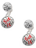 Silver Plated Volleyball - ''Set It'' - Crystal Clip on Earrings