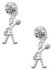 Silver Plated Cheerleader - Standing - Crystal Clip on Earrings
