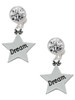 Silver Plated Dream Star - Crystal Clip on Earrings: Color Choice - Red, Green, Blue, Purple, Pink, Clear, Black