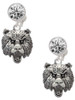 Silver Plated Large Bear - Mascot - Crystal Clip on Earrings