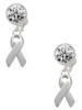 Silver Plated Ribbon - Crystal Clip on Earrings