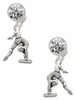 Silver Plated Gymnast Balance Beam - Crystal Clip on Earrings: Color Choice - Red, Green, Blue, Purple, Pink, Clear, Black
