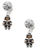 Silver Plated Enamel Pilgrim - Crystal Clip on Earrings