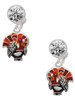 Silver Plated Enamel Turkey - Crystal Clip on Earrings