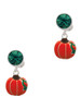 Silver Plated Small Pumpkin With Lines - Crystal Clip on Earrings