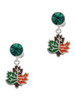 Silver Plated Large Enamel Fall Leaf - Crystal Clip on Earrings