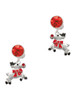 Silver Plated Reindeer with Red Crystal - Crystal Clip on Earrings