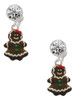 Enamel Gingerbread Cookie Girl - Crystal Clip on Earrings: Color Choice - Red, Green, Blue, Purple, Pink, Clear, Black
