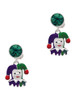 Silver Plated Mardi Gras Jester - Crystal Clip on Earrings