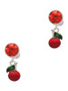 Silver Plated Single Cherry - Crystal Clip on Earrings
