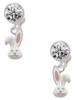 Silver Plated Bunny Face - Crystal Clip on Earrings: Color Choice - Red, Green, Blue, Purple, Pink, Clear, Black