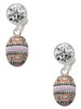 Silver Plated Egg Pink & Lavender - Crystal Clip on Earrings: Color Choice - Red, Green, Blue, Purple, Pink, Clear, Black