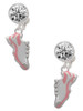 Silver Plated Pink Running Shoe - Crystal Clip on Earrings: Color Choice - Red, Green, Blue, Purple, Pink, Clear, Black
