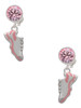 Silver Plated Pink Running Shoe - Crystal Clip on Earrings