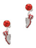Silver Plated Red Running Shoe - Crystal Clip on Earrings