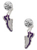 Silver Plated Purple Running Shoe - Crystal Clip on Earrings: Color Choice - Red, Green, Blue, Purple, Pink, Clear, Black