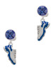 Silver Plated Blue Running Shoe - Crystal Clip on Earrings