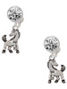Silver Plated Small Mustang - Mascot - Crystal Clip on Earrings: Color Choice - Red, Green, Blue, Purple, Pink, Clear, Black