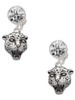 Silver Plated Small Jaguar - Mascot - Crystal Clip on Earrings: Color Choice - Red, Green, Blue, Purple, Pink, Clear, Black
