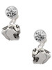 Silver Plated Small Panther - Mascot - Crystal Clip on Earrings