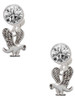 Silver Plated Small Eagle - Mascot - Crystal Clip on Earrings