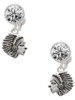Silver Plated Small Indian - Mascot - Crystal Clip on Earrings