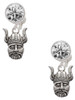 Silver Plated Small Viking - Mascot - Crystal Clip on Earrings