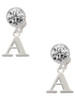 Silver Plated Large Initial - A - Crystal Clip on Earrings: Color Choice - Red, Green, Blue, Purple, Pink, Clear, Black