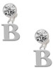 Silver Plated Large Initial - B - Crystal Clip on Earrings: Color Choice - Red, Green, Blue, Purple, Pink, Clear, Black