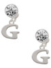 Silver Plated Large Initial - G - Crystal Clip on Earrings: Color Choice - Red, Green, Blue, Purple, Pink, Clear, Black