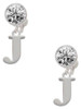Silver Plated Large Initial - J - Crystal Clip on Earrings