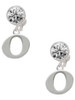 Silver Plated Large Initial - O - Crystal Clip on Earrings