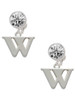 Silver Plated Large Initial - W - Crystal Clip on Earrings: Color Choice - Red, Green, Blue, Purple, Pink, Clear, Black