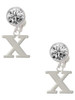 Silver Plated Large Initial - X - Crystal Clip on Earrings: Color Choice - Red, Green, Blue, Purple, Pink, Clear, Black