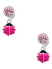 Silver Plated Mini Hot Pink Ladybug - Crystal Clip on Earrings