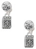 Silver Plated Prayer Box - Crystal Clip on Earrings: Color Choice - Red, Green, Blue, Purple, Pink, Clear, Black