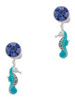 Silver Plated Hot Blue Seahorse - Crystal Clip on Earrings