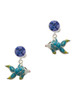 Silver Plated Blue Tropical Fish with Yellow Fins - Crystal Clip on Earrings