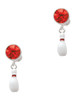 Silver Plated Bowling Pin - Crystal Clip on Earrings