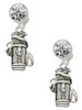 Silver Plated Golf Club Bag - Crystal Clip on Earrings