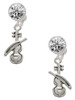 Silver Plated Violin - Crystal Clip on Earrings: Color Choice - Red, Green, Blue, Purple, Pink, Clear, Black