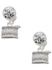 Silver Plated Drum - Crystal Clip on Earrings